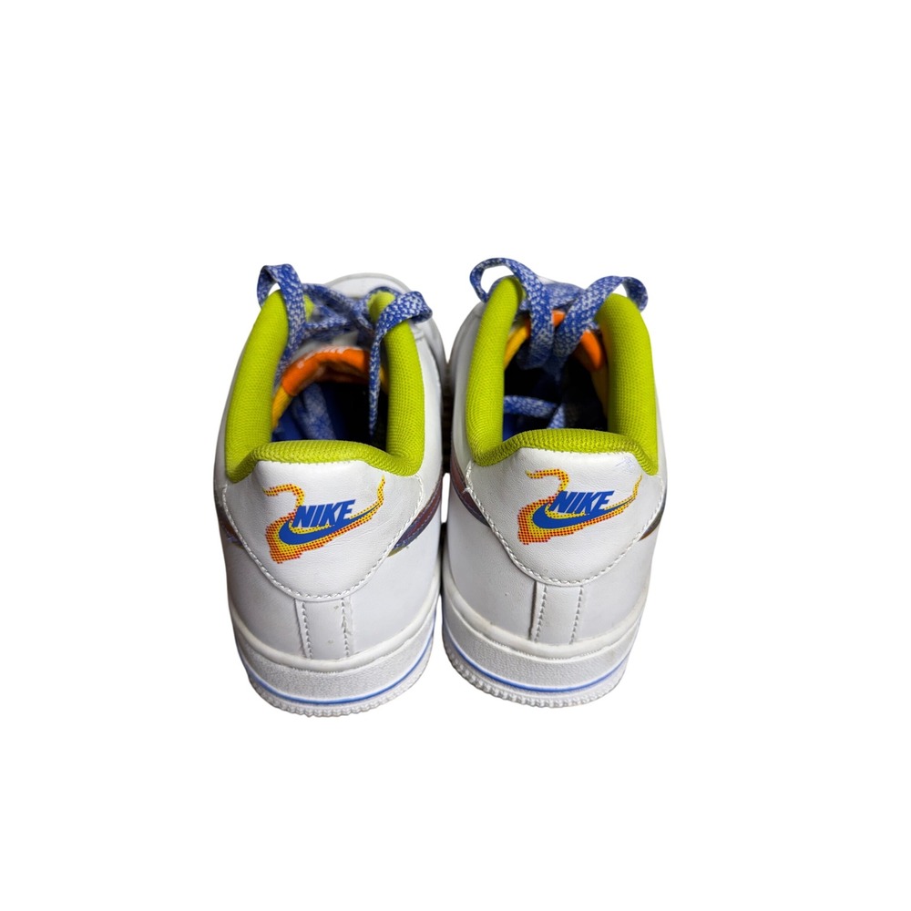 Nike Air Force 1 Low Kids White Lime Green Blue Iridescent DJ1767-100 Size 5Y - Picture 3 of 9